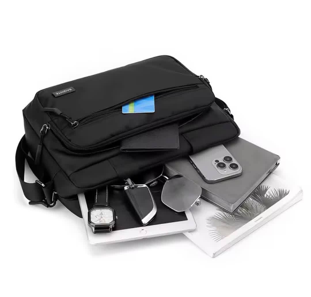 anti-theft waterproof business 14inches laptop school backpack 14 Inches-Anti-Theft Waterproof Crossbody Laptop Bag-Black
